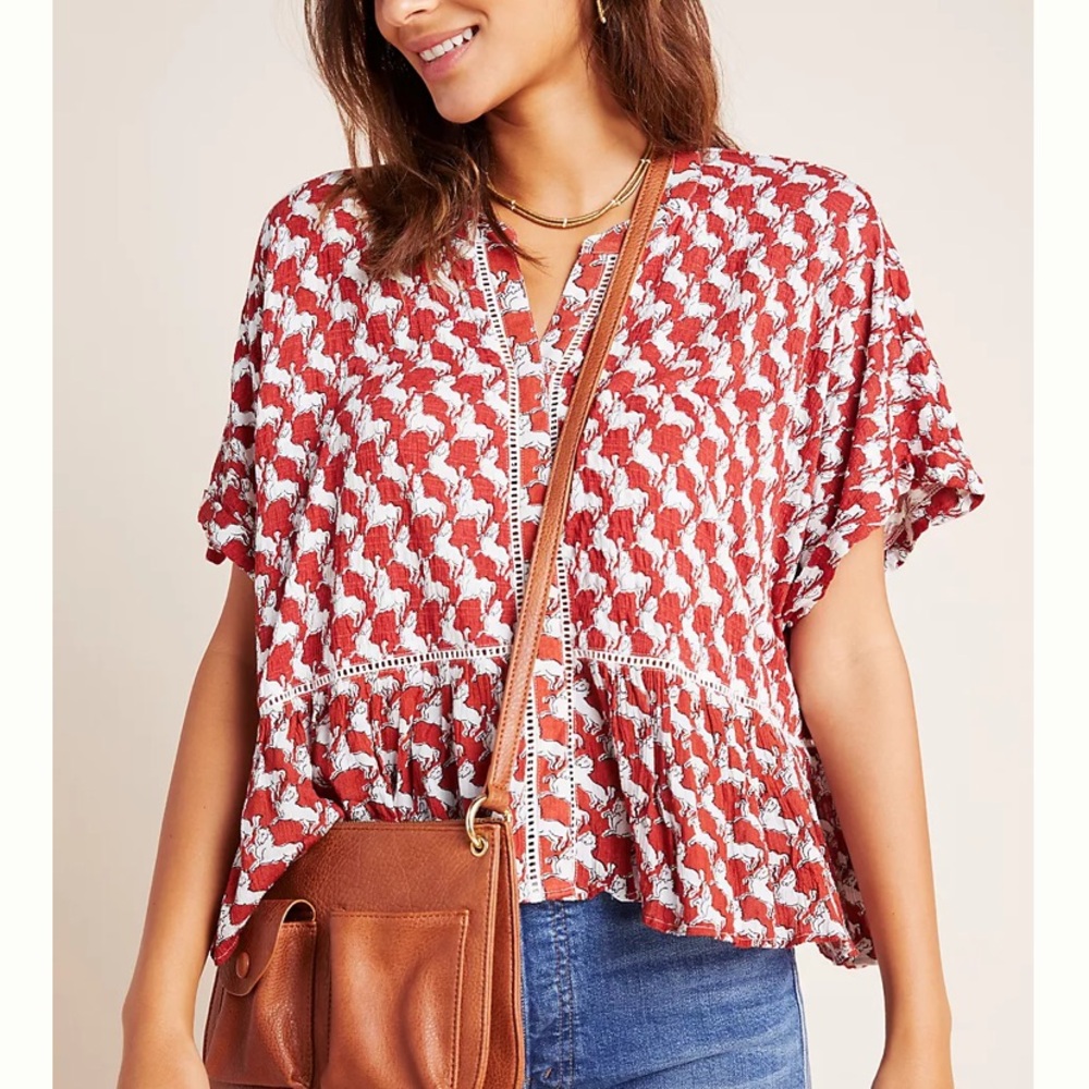 Maeve Josie Horse Novelty Print Patterned Dolman Women's Top